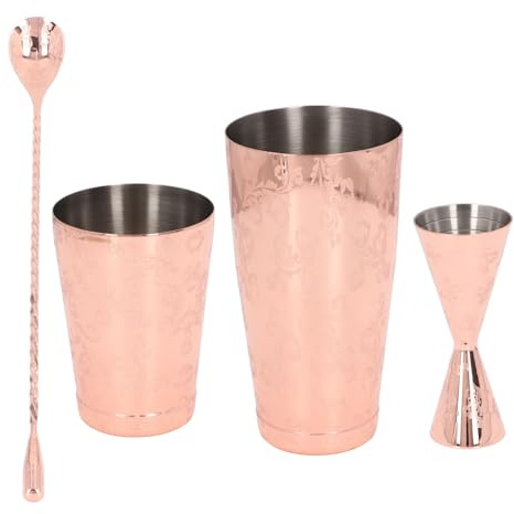 Hztyyier Boston Cocktail Shaker Set, 304 Rostfritt Stål Vintage Print Cocktail Tool Set med Sil för Hembartending och Fester (Typ 4)