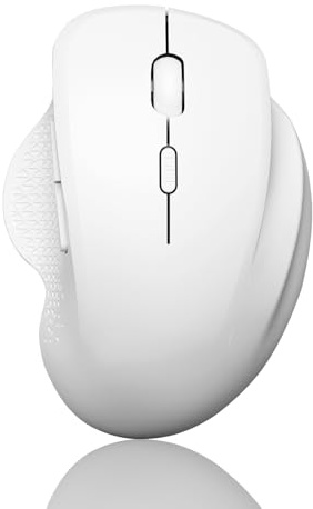 Uiosmuph G09 Ratón Inalámbrico Bluetooth, Bluetooth 5.1+2.4G Recargable Wireless Mouse, Silencioso Ergonómico Ratón con 3 Niveles de Adjustables 1600 dpi para Portátil, MacBook, PC, Windows (Blanco)