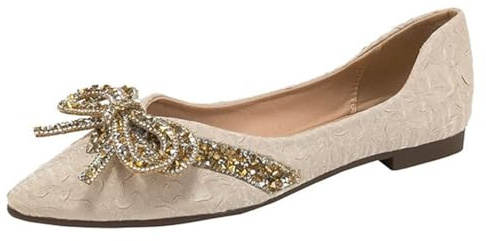 Scarpe Basse da Donna in Raso con Fiocco Punta Affusolata comode Leggere Senza Lacci Ballerine da Ufficio Antiscivolo Resistenti all'Usura