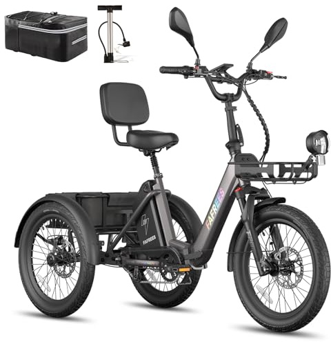 Fafrees F20 Mate E Bike trehjuling för seniorer vuxna 25 Ah 48 V [Official ] Pedelec män E-cykel kvinnor, elcykel 3 hjul 65 N.m, elektrisk trehjuling 20 tum, Ebike lastcykel cykel 180 kg