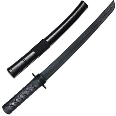E-BOGU Polypropylene Black Training Sword with Black Saya Scabbard (24.5 Mokume Style)