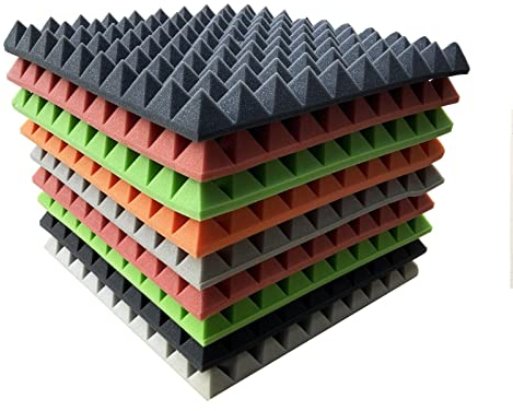 Akustikplatten Pyramiden 50x50x5 cm akustische Schaumstoffplatten Schallschutzmatte Schallschutz Wandpaneele Akustikschaumstoff Grün Orange Rot Graphit Akustikpaneel (Orange)