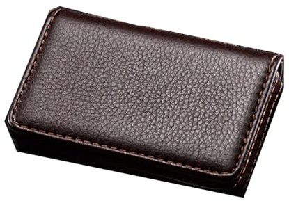 Funda de piel sintética para tarjetas de visita, soporte magnético para tarjetas de nombre, adecuado para hombres y mujeres, Brown