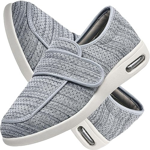 POFH Pantofole Leggere Uomo Scarpe Diabetici Uomo Estive Scarpa Ortopedica Piatte comode Sportive Scarpe per diabetici per Piedi gonfi Sandali Larghi Comodi(Lightgrey,43 EU)