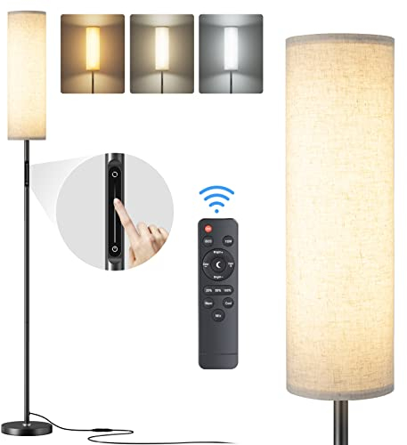 anyts Stehlampe Wohnzimmer Dimmabr Stehlampe mit Fernbedienung LED Standleuchte für Wohnzimmer, Schlafzimmer (beige)