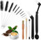 Kaffee Pinsel 15 Stück Kaffee Reinigungsbürste Kaffeevollautomat Barista Strohhalm Bürste Set und Holz Griff Kaffeepinsel für Kaffeemühle Espressomaschinen Reinigungspinsel