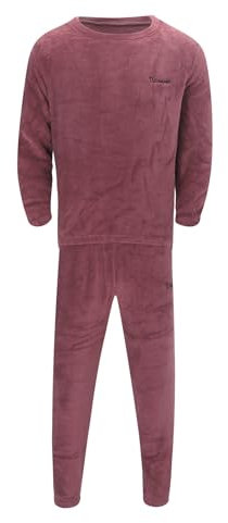 DUHENWU - Completo da uomo in pile spesso, casacca lunga a due pezzi, pigiama invernale a maniche lunghe, camicia e pantaloni da pigiama, completo da uomo morbido e comodo, set da loungewear caldo