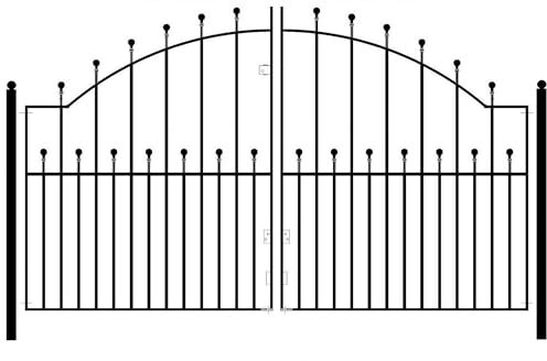 Manor Ball Top Metal Arched Driveway Gates Galvanised Wrought Iron Dual Swing Gate (2134mm (7ft) Gap x 1220mm High MAZP10)