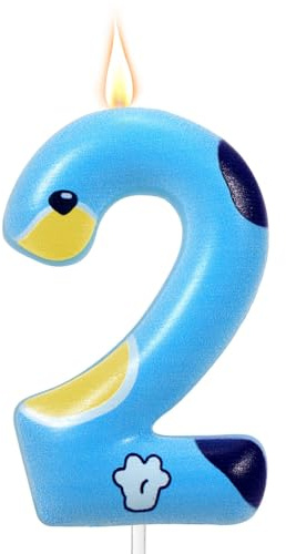 Vela de Cumpleaños con Forma de Pata de Perro Azul, Bonita Velas de Cumpleaños con Temática de Pata de Perro Velas de Cumpleaños Numeros para Niños y Niñas (Número 2)