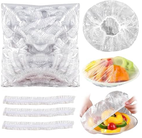 300 Pièces Sacs De Conservation Frais Film Alimentaire Sac de Conservation Film Alimentaire avec Élastiqués Reutilisable matériau PE épaissi pour Conservation Fruits et Légumes bloquer la poussière