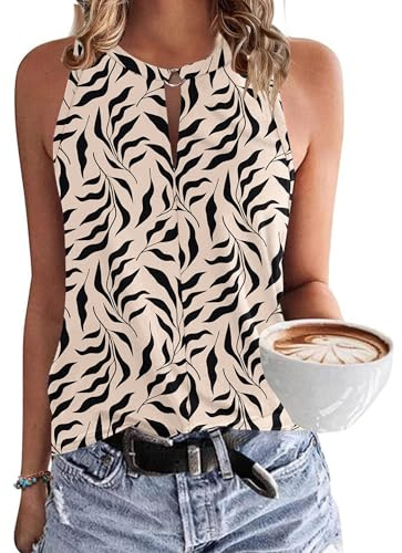 WNEEDU Womens Sexy Sleeveless Tank Tops Summer Elegant V Neck Vest Top Ladies Loost Fit Trendy Shirts Blouse