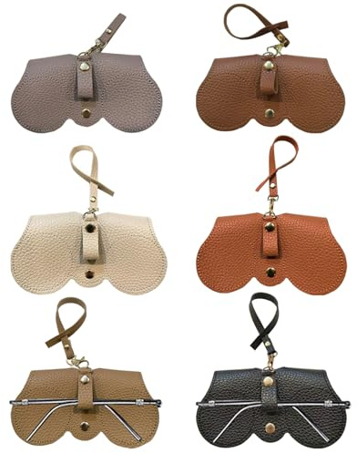 ESYFOR Funda Gafas de Sol, 6 Piezas Estuche para Gafas Portátil Caja de Protección para Gafas Plano Delgado Elegante PU Funda Gafas Blanda para Mujeres y Hombres