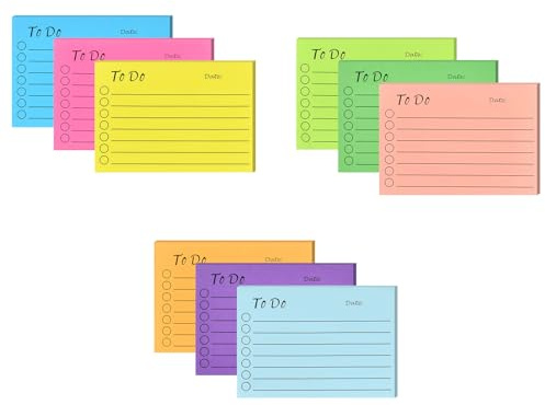 9 Blocco 450 Fogli Foglietti Adesivi, 10 x 7cm 70 GSM Note Adesive, 9 Colori Sticky Notes Autoadesivo Facili da Scrivere, Appunti Appiccicosi per Famiglia Scuola Ufficio