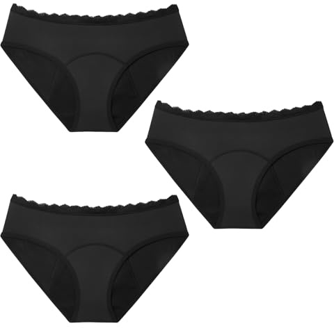 Anpro Lot de 3 Culotte Menstruelle Absorbante, Lavable Coton Menstruation pour règles, Post-Partum, récupération-L