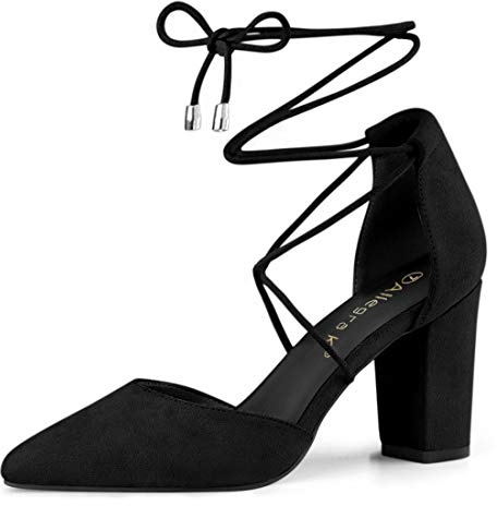 Allegra K Donna Décolleté con Tacco Grosso e Punta Tacco Blocco Nero 41