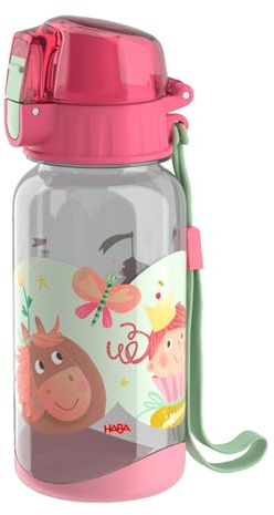 HABA Trinkflasche Prinzessin & Pferd – Kinder-Wasserflasche 400 ml, BPA-frei, mit Trageschlaufe & großer Öffnung, leicht & auslaufsicher, ab 12 Monaten – 2012444004