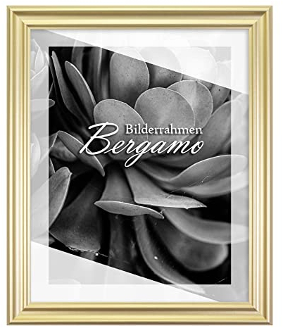 BIRAPA Bergamo Bilderrahmen Gold Schlicht- Optik - Bilder Rahmen 70x140cm - Fotorahmen Glas antireflex Plexiglasscheibe - Wanddeko Fotowand Fotogeschenke