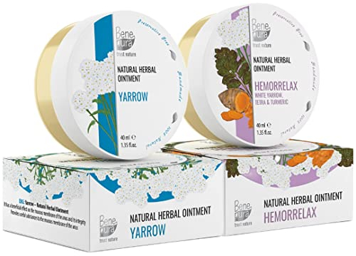 BenePura Hämorrhoiden Salben, Natürliche Weiße Schafgarben Salben gegen Brennen, Juckreiz und Beschwerden, 40 ml (2er Pack)