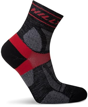 Hilly Unisex Trail - Anklet Med Cushioning, Running Sock, Black/Red, L UK