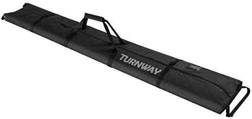 TurnWay Ski Bag | Transport Skis Up to 215 cm, Poles & Extras | Waterproof - for Men, Women and Youth (Black)