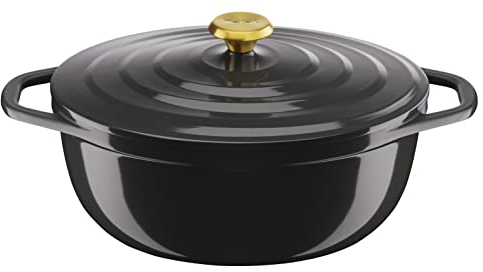 Tefal Air E2558904 - Casseruola ovale in alluminio pressofuso antiaderente, 30 cm, più leggera della ghisa, con coperchio, colore: Grigio