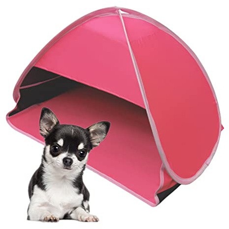 HACRAHO Mini huvudskyddstält – hopfällbart pop-up tält solskydd, rosenröd vinyl, UV-skydd, camping, picknick