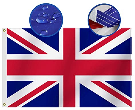 Omnisexual Heavy Duty Union Jack Flag 3x5 FT Sewn Oxford Nylon 210D British National Flag Quadruple Stitched Fly Ends Brass Grommets Indoor Outdoor Waterproof Double Sided United Kingdom UK Flags