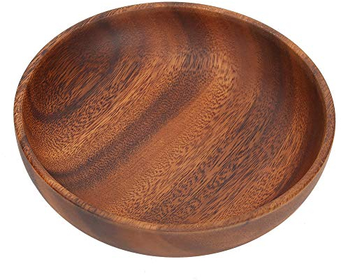 Ensaladera platos madera manualidades contenedor alimentos cuenco servir cafetería fruta ensalada aperitivos sopa postre, ideal decoración mesa(17,5 * 4 CM)