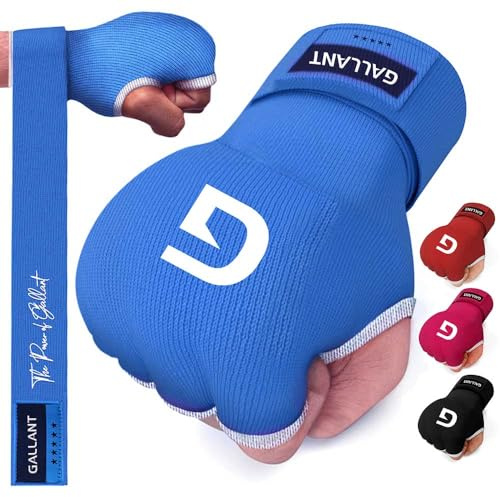 Gallant Boxing Wraps - Gel Hand Wraps Boxing Inner Gloves - 75cm Long Wrist Wrap - Elasticated, Fist Protection For Martial Arts, Muay Thai, MMA, Punching - Fits Men Women Kids - Blue, XL