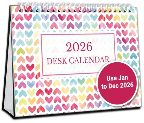 CRANBURY Small Desk Calendar 2026, 8x6 Standing Desk Calendar,Twin-Wire Binding with Stickers, Cute Seasonal Design, 2026 Desktop Planner 8 x 6