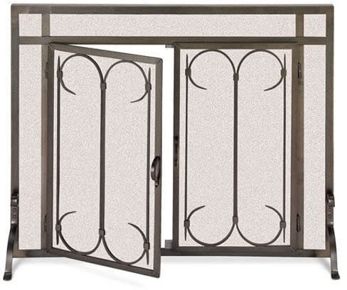 Kaminschutzgitter, Kaminschutzgitter mit Türen – brüniertes Schwarz, 39 BX 31 H, Kaminschutzgitter, Flache Kaminschutzgitter, dekorativ The New