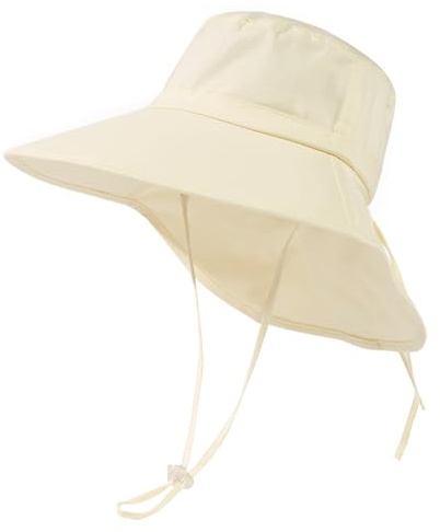 TOP-EX XL/XXL, cappello da sole da donna, in cotone, UPF 50+, protezione solare, cappello estivo con protezione per il collo, per donna, tesa larga, cappello da giardino pieghevole, beige., XXL