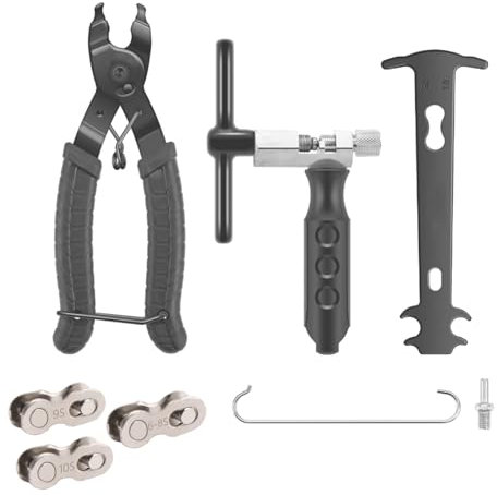 TMRBBesty Fahrradkette Werkzeug, Fahrradwerkzeug Set, mit 3 Kettenglieder 6-8/9/10 Fach, für Einbau Demontage von Citybikes E-Bikes Mountainbikes BMX-Ketten