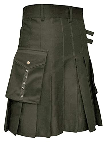 Kiltkjol män med fickor | kiltar för män svart användbarhet kilt vintage festival byxor kendo veckade kjolar justerbart spänne lös passform byxor medeltida kjol byxor bekväm enkel kilt