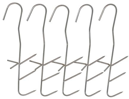 A&N Lot de 10 crochets de fumage pour viande et barbecue - 3 compartiments - 20 cm