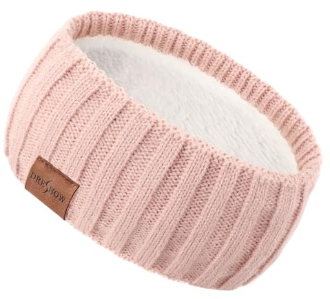 DRESHOW Femmes Chaud Tricoté Bandeau Hiver Oreille Plus Chaud Élastiques Crochet Tête Enveloppe Épais Polaire Doublure Cheveux Bandes