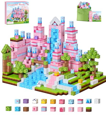 Magnetic Blocks for Girls Toys- 100pcs Magnet Castle Building Set, Montessori Sensory Toys for Toddlers, Gifts for Kids Age 3+, Fidget Cubes Construction Toys for Halloween, Christmas, Birthday