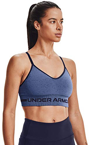 Under Armour Vanish Reggiseno Sportivo da Donna Senza Cuciture a Basso Impatto, Blu fumé/Navy Lavato, L