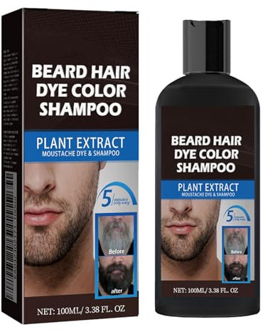 Shampoo tintura per barba da uomo, shampoo permanente di tintura di barba, tintura nera, rimozione bianco grigio barba, per barba morente rimozione bianco grigio barba 1 pz