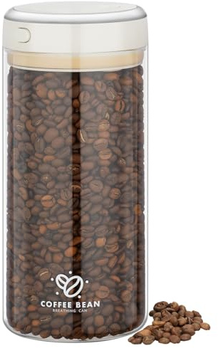 Lata de café hermética de 500 g de granos, recipiente de café de 1,7 L con tapa al vacío, recipiente al vacío de vidrio de borosilicato con válvula de salida e indicador de fecha, tarros de