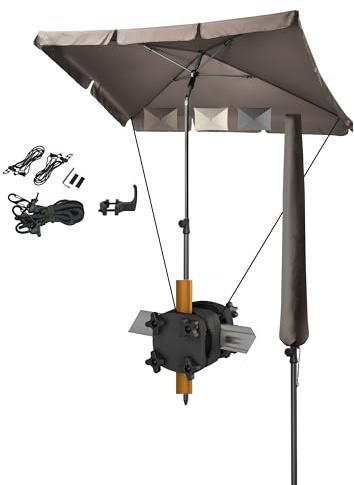 4smile Sonnenschirm Balkon SunnyShade, Taupe - 4-in-1 SET Sonnenschutz Balkon - UPF 50+ Sonnenschirm rechteckig 200 x 125 cm + Sonnenschirmhalter Balkongeländer + Sonnenschirmhülle + Windsicherung