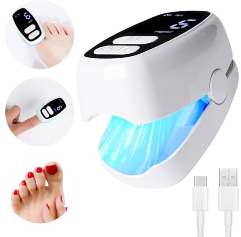 Saviland Actualizar dispositivo láser de limpieza de hongos en las uñas, tratamiento de hongos en las uñas, temporizador intensivo rápido, recargable, terapia con láser frío, dispositivo de limpieza y