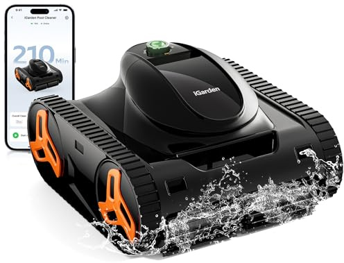 iGarden Robotic Pool Cleaner KN Series, 210-Min Runtime, Smart 3D Navigation, Full-Inverter Energy-Saving Tech, Cleans Floor, Wall & Waterline, for Above-Ground & Inground Pools