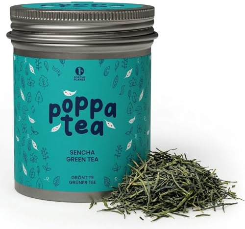 PoppaTea Löst Grönt Te - Japanskt - Grönt te i lösvikt - Gröna Teblad (Tin (50g), Sencha)