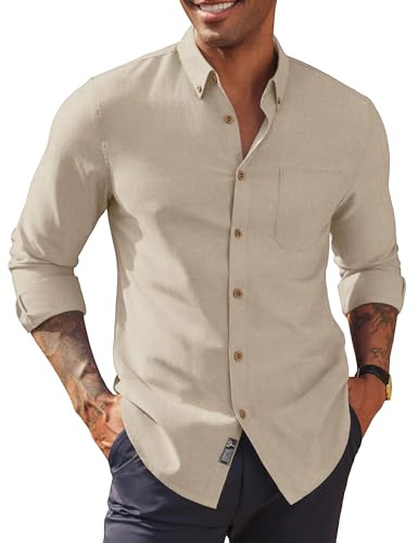 PJ PAUL JONES Oxford Shirts for Men Adult Dress Shirts Long Sleeve | Collar Tip Buttons | 50% Cotton | a Breast Pocket | Classic