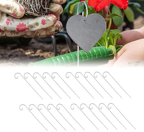 BAFOVY Planteetikettkrokar, 304 Rostfritt Stål Trädgårdsskylt Pinnar | 30 Cm Lång, Rostbeständig Metall, Passar de Flesta Namnskyltshållare, Lämplig för Blomrabatter och Krukor
