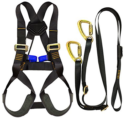Fusion Climb Kids Backyard Zip FK-K-HL-02 Line Kit Harness Lanyard Bundle, Black