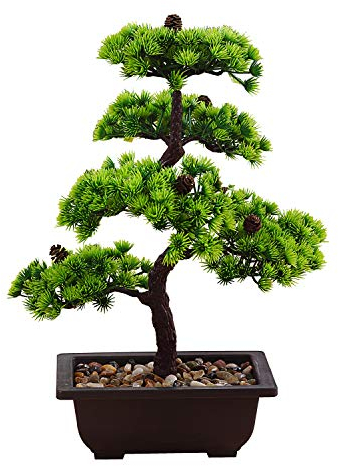 japanische deko Künstliche Bonsai Baum Pflanze für Dekoration Wohnung Schlafzimmer Hochzeit Einschulung Geburtstag, 40cm (Grün), Green