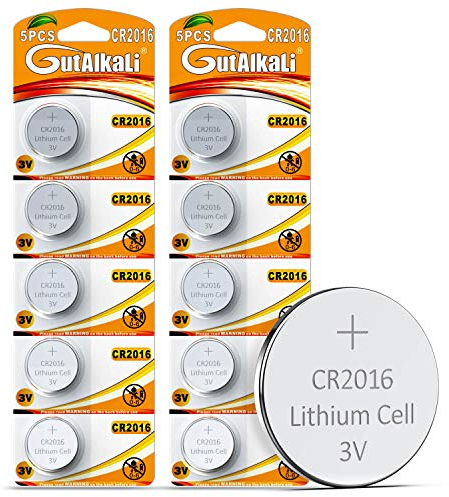 GutAlkaLi 10 Stück CR2016 3V Batterien Lithium Knopfzelle Elektro CR 2016 Lithium