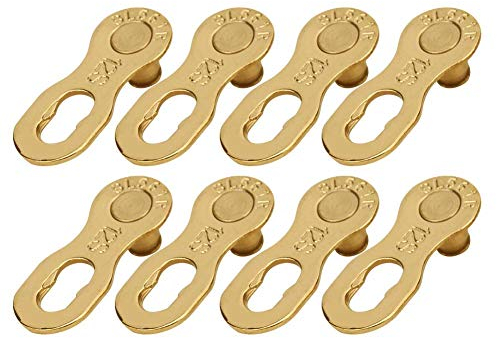 Eslabón de cadena de bicicleta de acero de 4 pares Velocidad de cadena de bicicleta Enlace rápido o Reparación de conector de eslabón perdido de cadena de 12 velocidades(dorado)